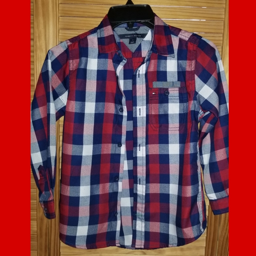 Long sleeve, button up shirt for a 6-7 yr old boy.